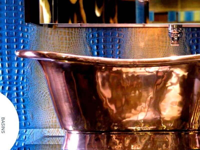 William Holland Copper Bateau basin with copper interior