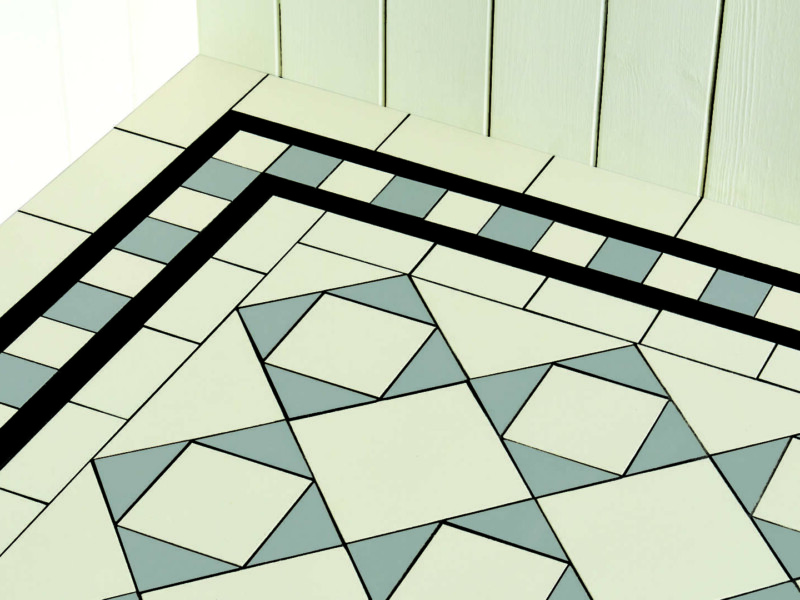 Original Style - VFT - Blake border with Fotheringhay pattern in Dover White, Grey and Black