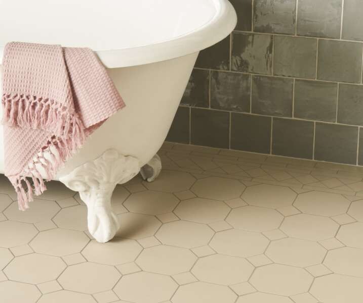 Original Style - VFT - Dover White York pattern with Winchester Metropolitan Lazul wall tiles