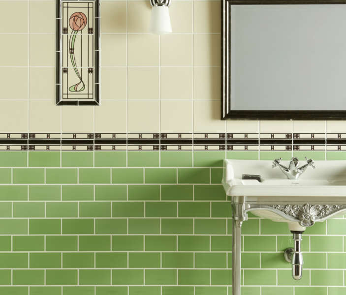 Original-Style_Artworks_Mackintosh-Glasgow-Rose-Tile-Set-Glasgow-Borders-6994B-with-Colonial-White-Palm-Green-Jet-Black-with-Victorian-Floor-Tiles